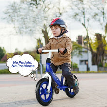 Load image into Gallery viewer, 12" Kids Balance No-Pedal Ride Pre Learn Bike with Adjustable Seat-Blue