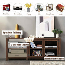 Load image into Gallery viewer, Wooden TV Stand with 2 Metal Mesh Doors -Walnut