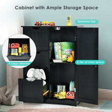 Load image into Gallery viewer, Bathroom Floor Cabinet Side Storage Cabinet with 3 Drawers and 1 Cupboard-Black