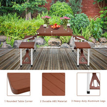 Load image into Gallery viewer, Outdoor Foldable Aluminum Picnic Table with Bench Seats