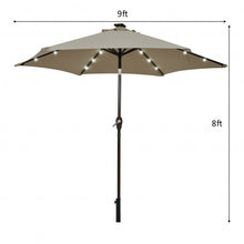 Load image into Gallery viewer, 9' Solar LED Lighted Patio Market Umbrella Tilt Adjustment Crank Lift -Tan