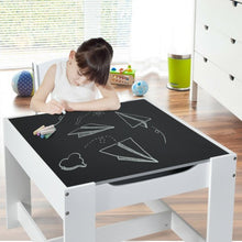 Load image into Gallery viewer, Kids Table Chairs Set With Storage Boxes Blackboard Whiteboard Drawing-White
