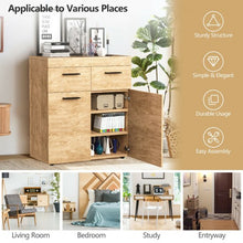 Load image into Gallery viewer, Free Standing Storage Cabinet Floor Cabinet with 2 Drawers Doors and Shelves