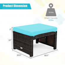 Load image into Gallery viewer, 2 Pieces Cushioned Patio Rattan Ottoman Foot Rest-Turquoise