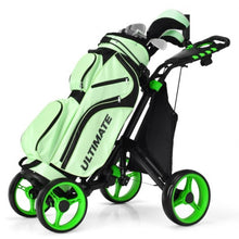 Load image into Gallery viewer, Lightweight Foldable Collapsible 4 Wheels Golf Push Cart-Green