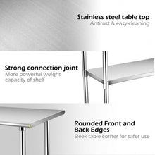 Load image into Gallery viewer, NSF Stainless Steel Commercial Kitchen Prep & Work Table