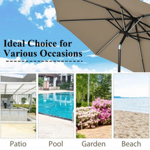 Load image into Gallery viewer, 9Ft Solar LED Market Umbrella with Aluminum Crank Tilt 16 Strip Lights-Tan
