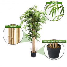 Load image into Gallery viewer, 5-Feet Artificial Bamboo Silk Tree Indoor-Outdoor Decorative Planter