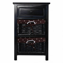Load image into Gallery viewer, 3 Tier Set of 2 Wood Nightstand with 1 & 2 Drawer -Black