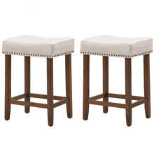 Load image into Gallery viewer, Set of 2 Nailhead Saddle Bar Stools 24" Height