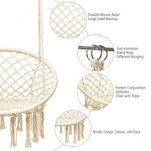 Load image into Gallery viewer, Hanging Macrame Hammock Chair with Handwoven Cotton Backrest-Natural