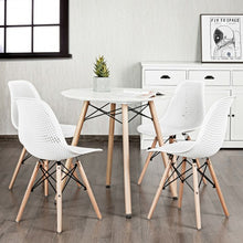 Load image into Gallery viewer, 4 Pcs Modern Plastic Hollow Chair Set with Wood Leg-White