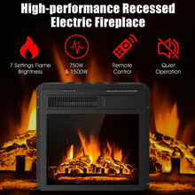 Load image into Gallery viewer, 18" Electric Fireplace Insert Freestanding and Recessed Heater Log Flame Remote