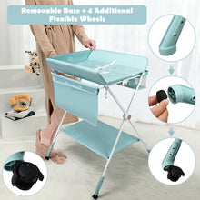 Load image into Gallery viewer, Folding Baby Changing Table with Storage -Blue