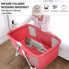 Load image into Gallery viewer, 2 in 1 Foldable Crib with Detachable & Thicken Mattress-Pink