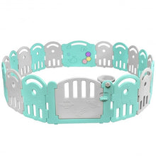Load image into Gallery viewer, 18-Panel Baby Playpen with Music Box & Basketball Hoop-Gray