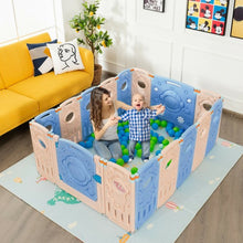 Load image into Gallery viewer, 16-Panel Foldable Playpen Kids Activity Center with Lockable Door