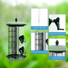 Load image into Gallery viewer, 3 in 1 Metal Hanging Wild Bird Feeder Outdoor with 4 Feeding Ports and Perches