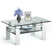 Load image into Gallery viewer, Rectangle Glass Coffee Table with Metal Legs for Living Room-White