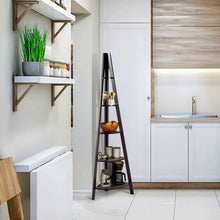 Load image into Gallery viewer, 5 Tier Floor Corner Stand Ladder Shelves Bookshelf-Brown