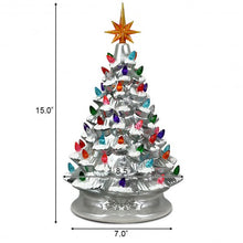 Load image into Gallery viewer, 15" Pre-Lit Hand-Painted Ceramic Christmas Tree-Silver