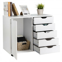 Load image into Gallery viewer, 5-Drawer Dresser Chest Mobile Storage Cabinet with Door-White