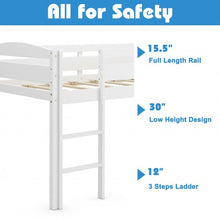 Load image into Gallery viewer, Wooden Twin Low Loft Bunk Bed with Guard Rail and Ladder-White