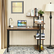 Load image into Gallery viewer, Computer Desk Writing Study Table with Storage Shelves Home Office Rustic Brown