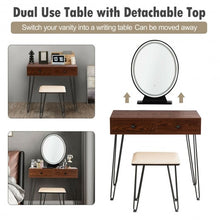 Load image into Gallery viewer, Industrial Makeup Dressing Table with 3 Lighting Modes-Coffee