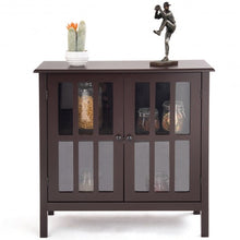 Load image into Gallery viewer, Glass Door Sideboard Console Storage Buffet Cabinet-Brown