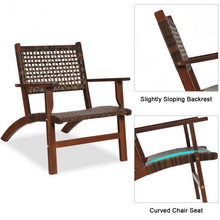 Load image into Gallery viewer, 3PCS Outdoor Wooden Patio Rattan Furniture Set