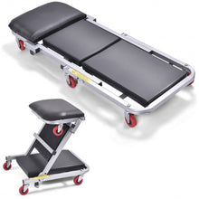 Load image into Gallery viewer, 41" 2 In 1 Foldable Mechanics Z Creeper Seat Rolling Chair Garage Work Stool