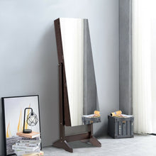 Load image into Gallery viewer, Standing Jewelry Armoire Cabinet with Full Length Mirror-Brown