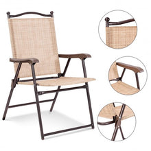 Load image into Gallery viewer, Set of 2 Patio Folding Sling Back Camping Deck Chairs-Beige