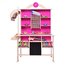 Load image into Gallery viewer, Pink Kids Wooden Toy Shop Market Shopping Pretend Play Set