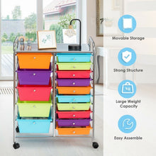 Load image into Gallery viewer, 15-Drawer Utility Rolling Organizer Cart Multi-Use Storage-Deep Multicolor