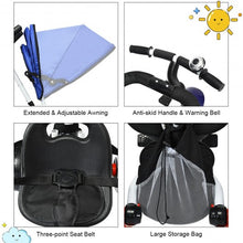 Load image into Gallery viewer, 4-in-1 Kids Baby Stroller Tricycle Detachable Learning Toy Bike-Blue