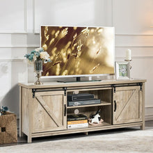 Load image into Gallery viewer, TV Stand with Cabinet Sliding Barn Door -White