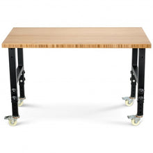 Load image into Gallery viewer, 48"×24" Adjustable Height Workbench Mobile Tool Bench Bamboo Top w/Caster-NA