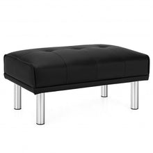 Load image into Gallery viewer, Ottoman Footrest Stool PU Leather Seat with Metal Legs-Black