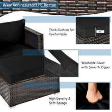 Load image into Gallery viewer, 6 Pcs Patio Rattan Furniture Set with Sectional Cushion-Black
