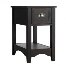 Load image into Gallery viewer, Set of 2 Contemporary Side End Table with Drawer -Brown