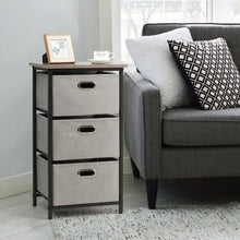 Load image into Gallery viewer, 3-Drawer Fabric Dresser Storage Tower Vertical Foldable Pull Bins-Black