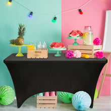 Load image into Gallery viewer, 2 Pcs 6 Ft Rectangular Spandex Tablecloth Fitted Wedding-Black