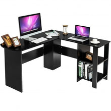 Load image into Gallery viewer, Modern L-Shaped Computer Desk with Shelves-Black