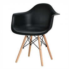 Load image into Gallery viewer, Set of 2 Mid Century Modern Molded Dining Arm Side Chair-Black
