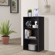 Load image into Gallery viewer, 3 Open Shelf Bookcase Modern Storage Display Cabinet-Black