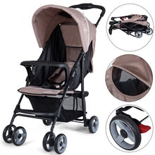 Load image into Gallery viewer, 5-Point Safety System Foldable Lightweight Baby Stroller-Coffee