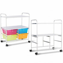 Load image into Gallery viewer, 4 Drawers Shelves Rolling Storage Cart Rack-Multicolor