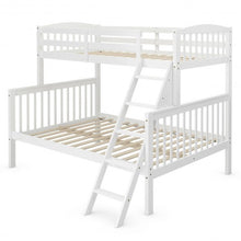 Load image into Gallery viewer, Twin over Full Bunk Bed Rubber Wood Convertible with Ladder Guardrail-White